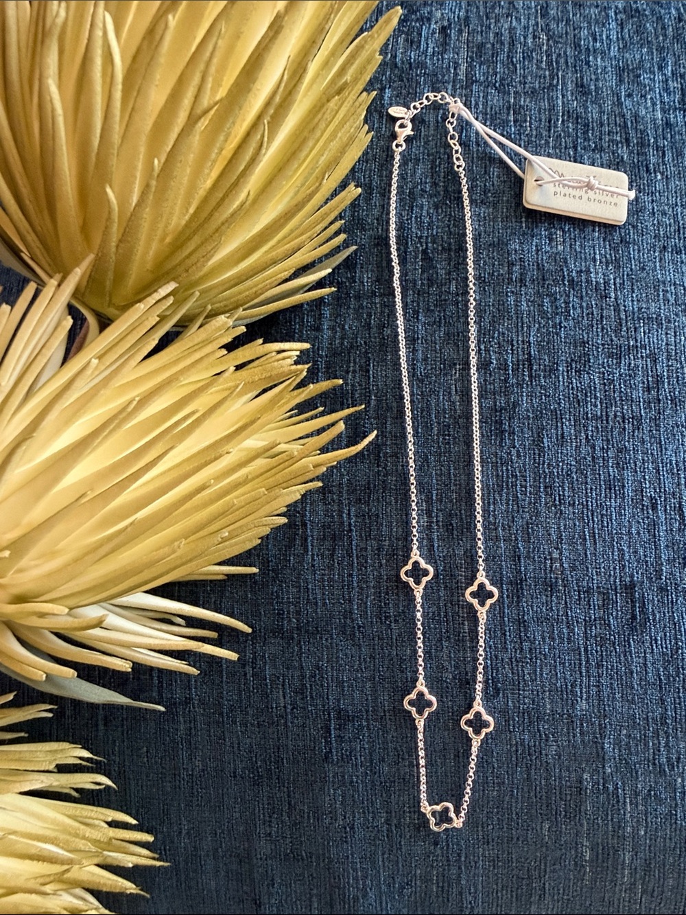 NWT Mia Fiore Sterling Silver Plated Clover Station Necklace